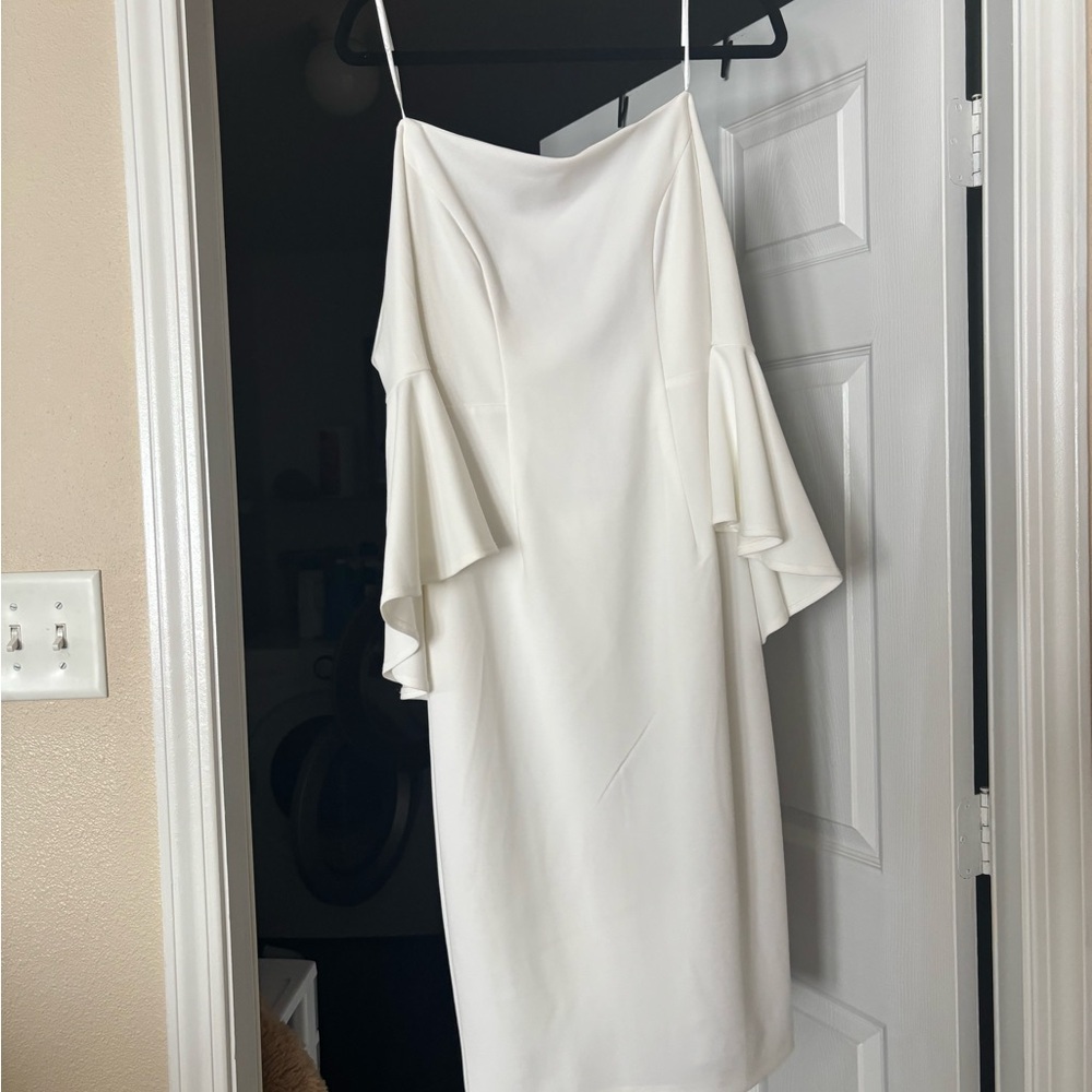NWT Elegant White Dress with Flared Sleeves